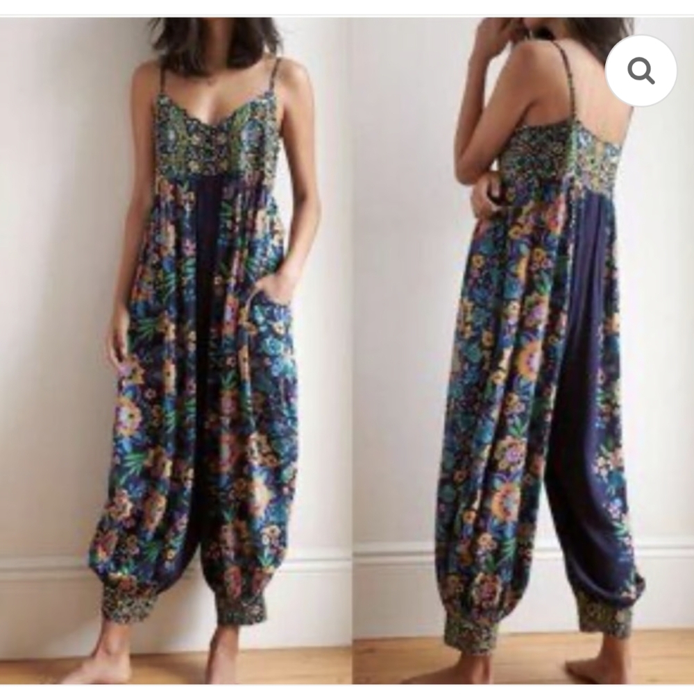 Anthropologie Vega Lounge Rio Harem Leg Boho Jumpsuit Size L.